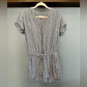 Blue and White Stripped Romper